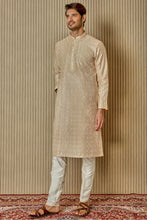 Load image into Gallery viewer, Cream Dream Tussar Silk Kurta with Resham, Lurex, Zari, and Sequin Embroidery
