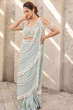 Load image into Gallery viewer, Sea Green Pearl Tassel sari
