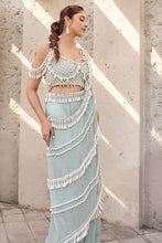 Load image into Gallery viewer, Sea Green Pearl Tassel sari
