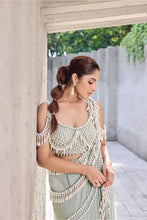 Load image into Gallery viewer, Sea Green Pearl Tassel sari
