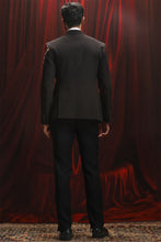 Load image into Gallery viewer, Black Multicolor Lapelle Embroidered Velvet Blazer
