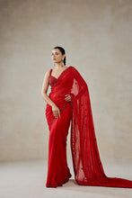 Load image into Gallery viewer, Red Georgette Saree Set
