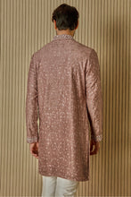 Load image into Gallery viewer, Earthly Opulence Moti Mirror Resham Brown Silk Kurta
