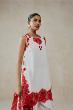 Load image into Gallery viewer, White Georgette With Red Shandlay Net Suit Set
