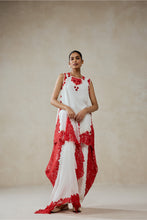 Load image into Gallery viewer, White Georgette With Red Shandlay Net Suit Set
