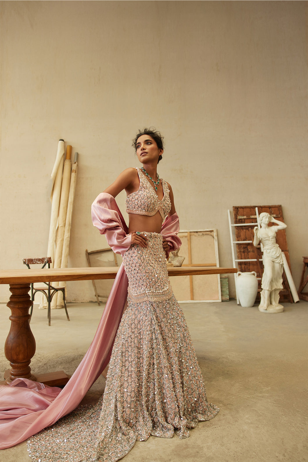 Celestial pink mermaid lehenga