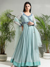 Load image into Gallery viewer, Dusty Blue anarkali set
