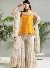 Load image into Gallery viewer, Yellow and Ivory sharara set
