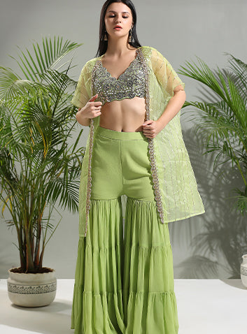 Olive Green Sharara set