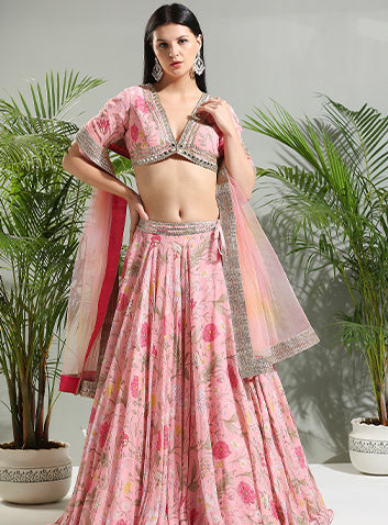 Blush Pink floral lehenga set