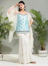 Load image into Gallery viewer, Powder Blue and Ivory sharara set
