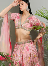 Load image into Gallery viewer, Blush Pink floral lehenga set
