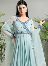 Load image into Gallery viewer, Dusty Blue anarkali set
