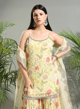 Load image into Gallery viewer, Yellow floral sharara set
