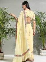 Load image into Gallery viewer, Yellow saree with floral blouse
