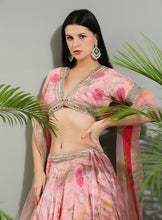 Load image into Gallery viewer, Blush Pink floral lehenga set
