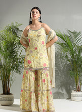 Load image into Gallery viewer, Yellow floral sharara set
