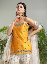 Load image into Gallery viewer, Yellow and Ivory sharara set
