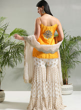 Load image into Gallery viewer, Yellow and Ivory sharara set
