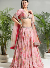 Load image into Gallery viewer, Blush Pink floral lehenga set
