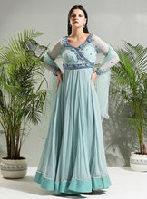 Load image into Gallery viewer, Dusty Blue anarkali set
