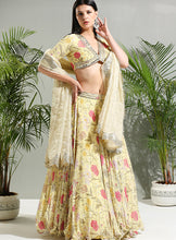 Load image into Gallery viewer, Yellow floral lehenga set
