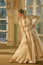 Load image into Gallery viewer, Zainah - Dabka Zardozi Embroidered Silk Daisy Ivory Anarkali  Set
