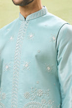 Load image into Gallery viewer, Powder Blue Embroidered Kurta-Jacket Set
