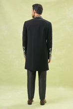 Load image into Gallery viewer, Black Wildlife Embroidered Achkan Set
