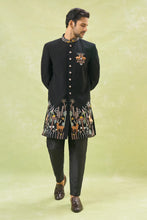 Load image into Gallery viewer, Black Wildlife Embroidered Achkan Set
