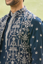 Load image into Gallery viewer, Royal Blue Embroidered Kurta-Jacket Set
