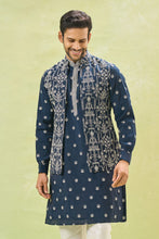 Load image into Gallery viewer, Royal Blue Embroidered Kurta-Jacket Set
