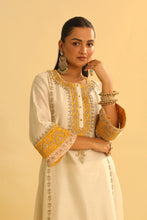 Load image into Gallery viewer, Asmira - Daisy Ivory Long Kurta with Palazzo &amp; Dupatta
