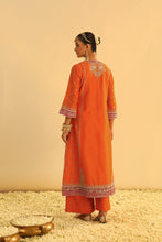 Load image into Gallery viewer, Mayra - Orange Long Kurta with Palazzo &amp; Dupatta
