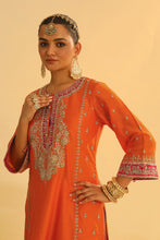 Load image into Gallery viewer, Mayra - Orange Long Kurta with Palazzo &amp; Dupatta
