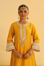 Load image into Gallery viewer, Asmira - Mustard Long Kurta with Palazzo &amp; Dupatta
