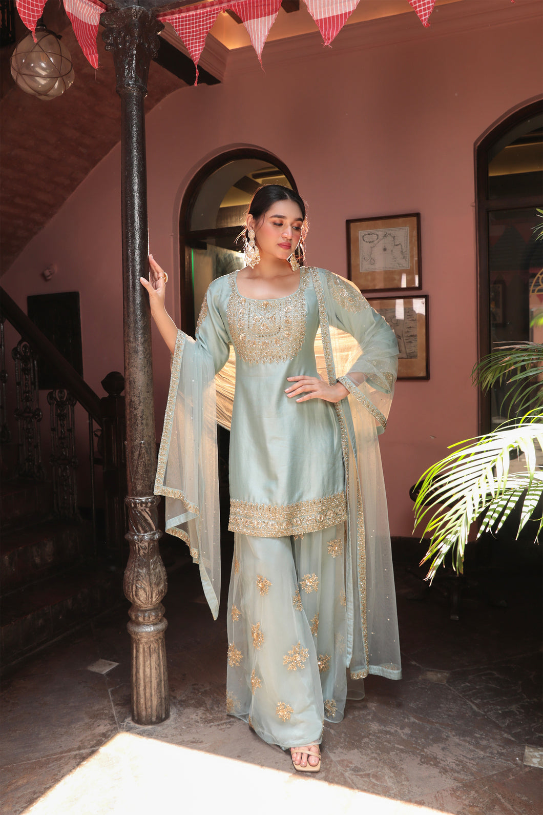 DUSTY FIROZA EMBROIDERD SUIT