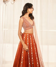 Load image into Gallery viewer, BURNT ORANGE LEHENGA SET
