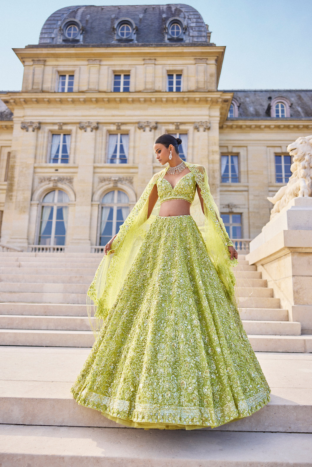 Sage Green Sequin Lehenga Set