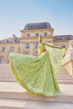 Load image into Gallery viewer, Sage Green Sequin Lehenga Set
