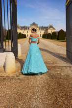 Load image into Gallery viewer, Turquoise Sequin Lehenga Set
