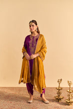 Load image into Gallery viewer, Amal - Deep Purple A-line Kurta with Dhoti
