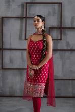 Load image into Gallery viewer, Fuchsia kurti, churidar and chhoker dupatta
