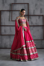 Load image into Gallery viewer, Hot pink brocade blouse, lehanga and dupatta
