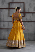 Load image into Gallery viewer, Yellow embroidered blouse, lehenga and dupatta
