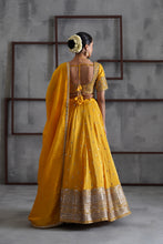 Load image into Gallery viewer, Yellow embroidered blouse, lehenga and dupatta
