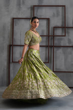 Load image into Gallery viewer, Green emboidered blouse, lehenga and dupatta
