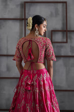 Load image into Gallery viewer, Fuchshia embroidered blouse, lehenga and dupatta

