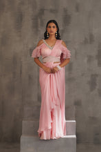 Load image into Gallery viewer, Red embroidered anarkali, tulip pants and dupatta
