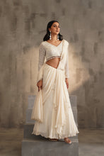 Load image into Gallery viewer, Off white blouse and drape saree
